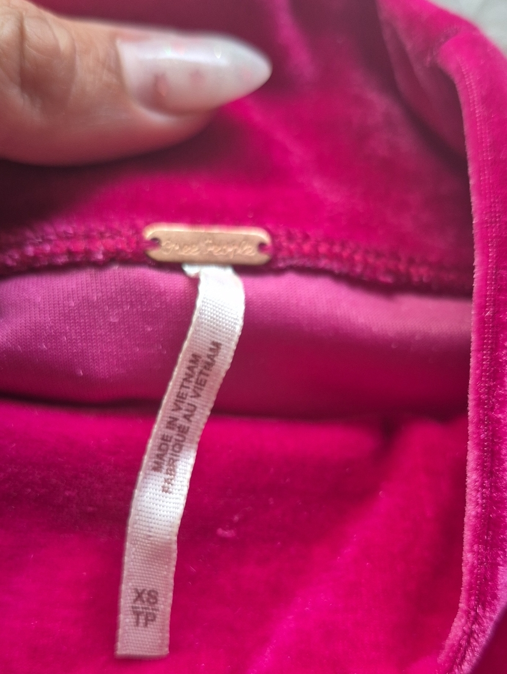 Free People Velvet Puff-Sleeve Mock Neck Top - Fuschia - Picture 5 of 5